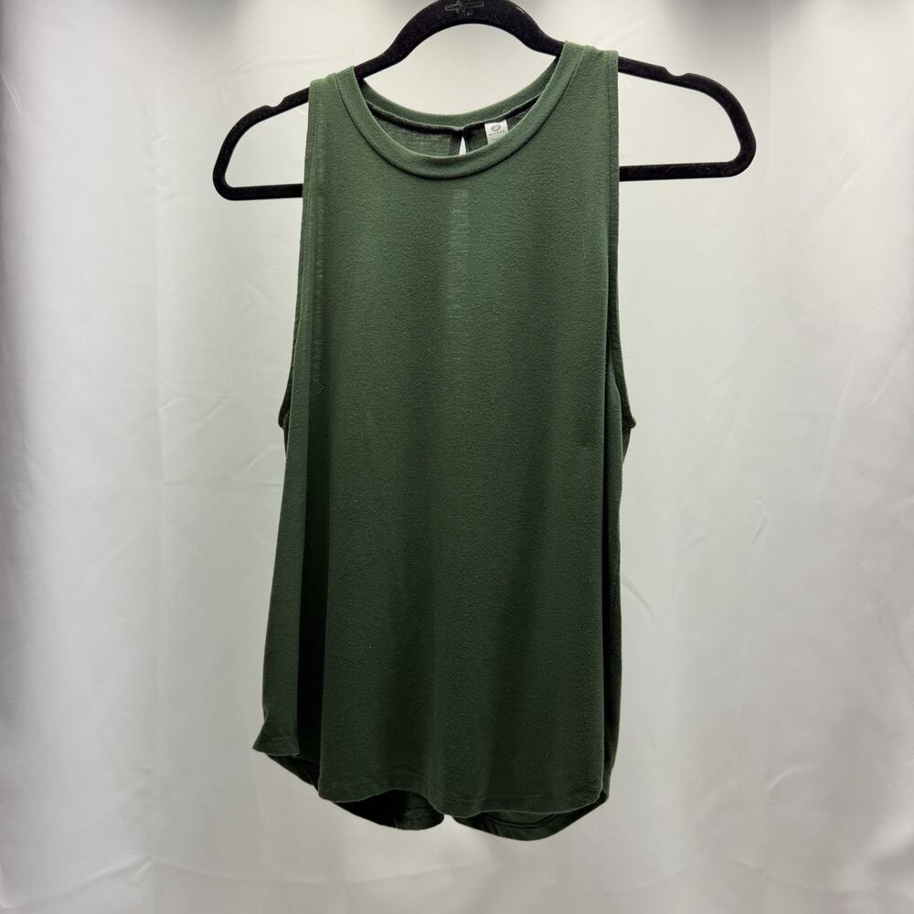 GLYDER GREEN TANK Women’s Small Open Back Tie Knot Sleeveless Yoga Workout Top